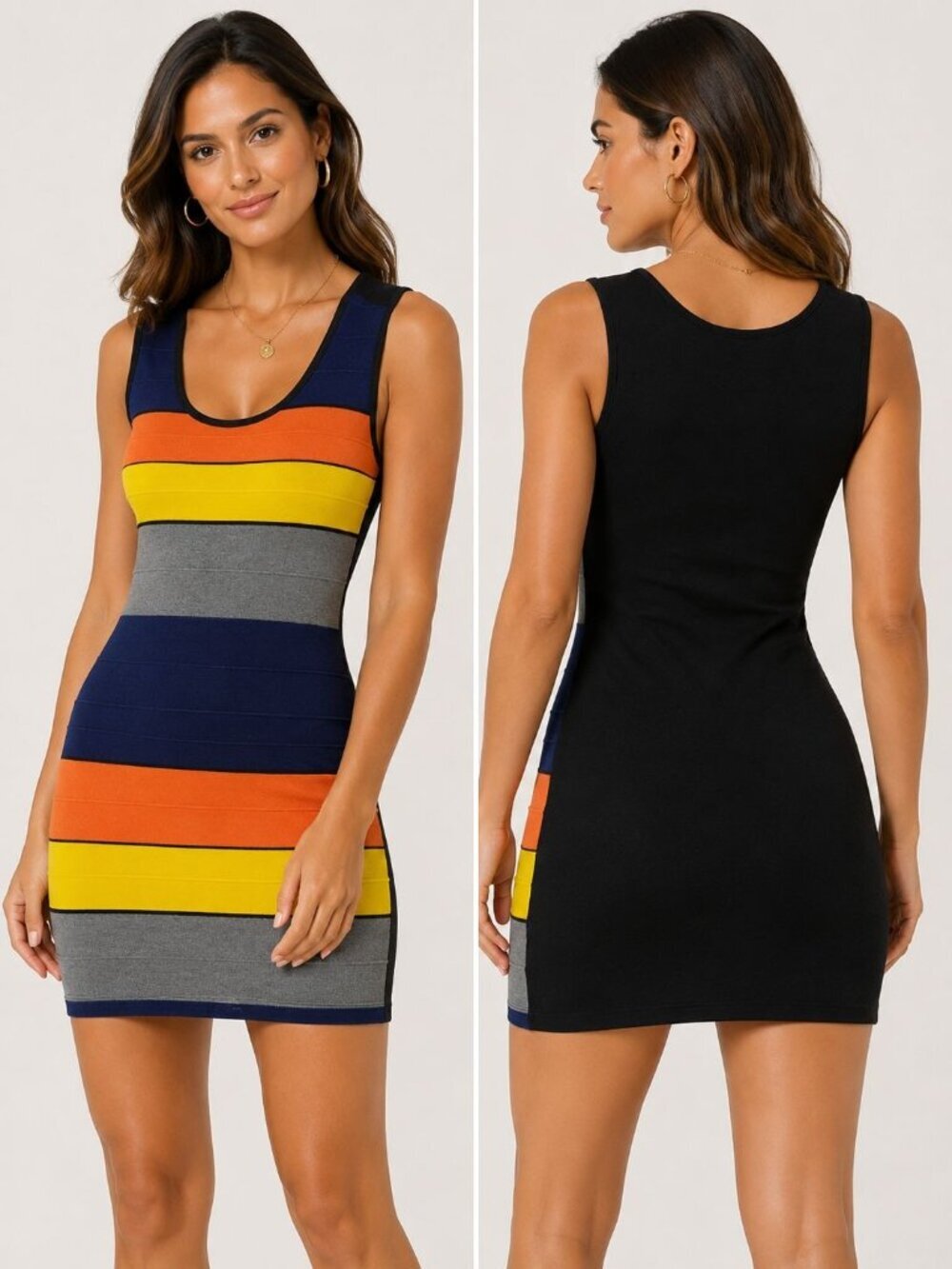 Feelib Colorful Womens dress Striped Sleeveless Knit Top Medium